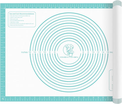 Non Stick Pastrty Mat for Dough Rolling Silicone Baking Mat with Measurement, Nonslip Fondant Kitchen Counter Mat Sheet for Making Cookies Macarons Bread Pizza Oven Liner Extra Large