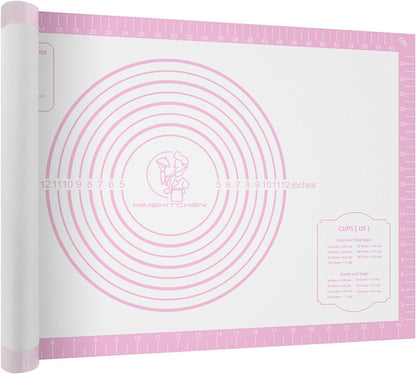 Non Stick Pastrty Mat for Dough Rolling Silicone Baking Mat with Measurement, Nonslip Fondant Kitchen Counter Mat Sheet for Making Cookies Macarons Bread Pizza Oven Liner Extra Large